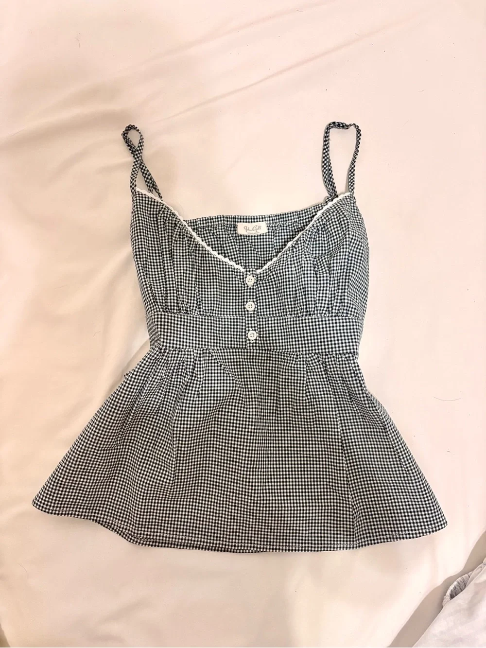 Brandy Melville Blue and White Gingham Spaghetti-Strap Cami - Picture 2 of 3